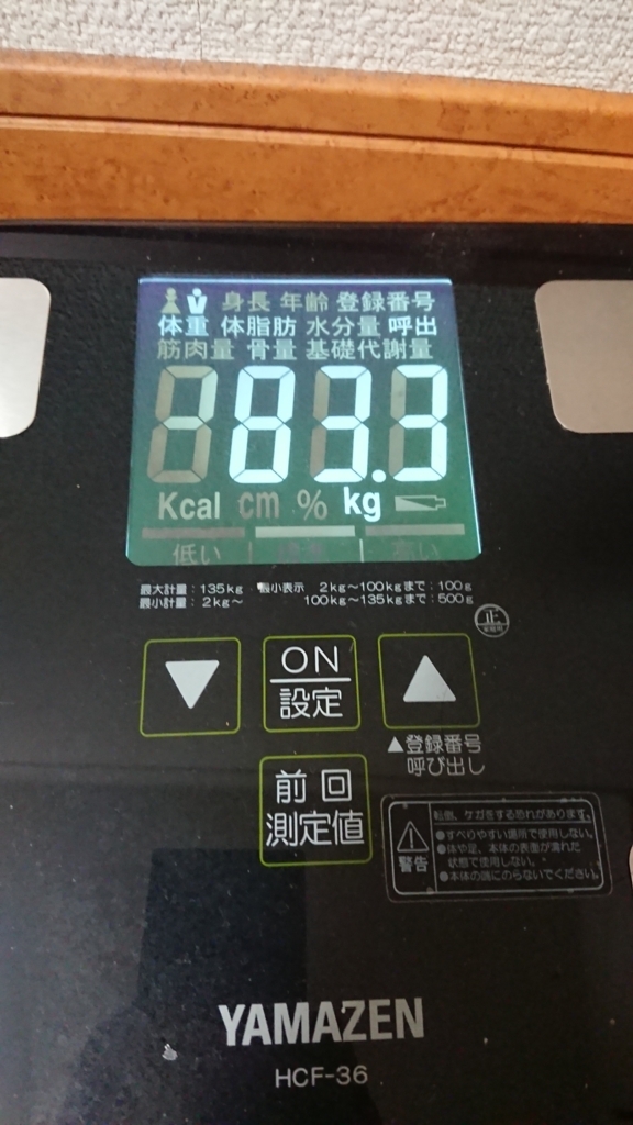 体重計での測定結果画像