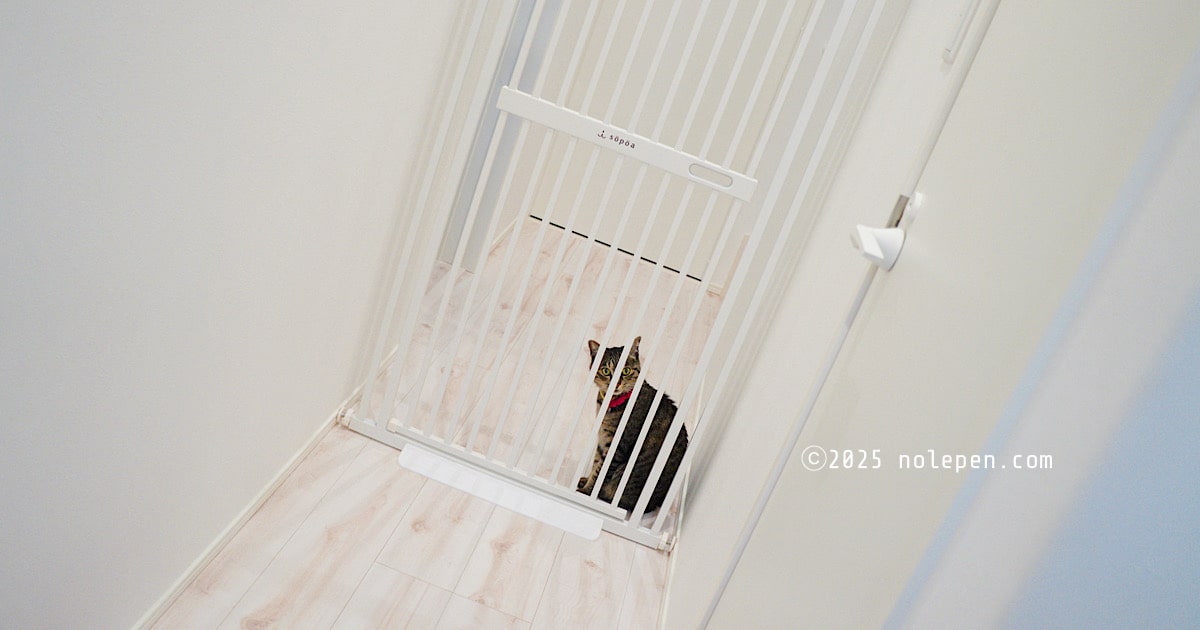 玄関からの脱走防止に設置したsopoa「CAT WALL」