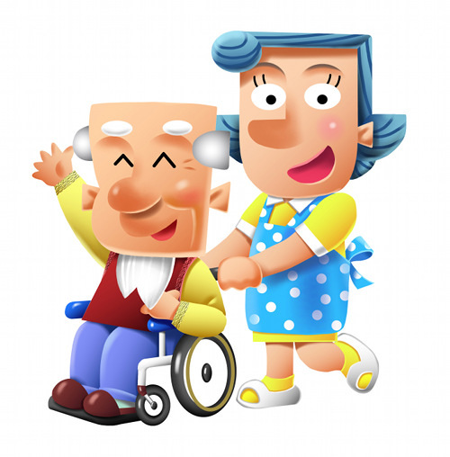 お年寄りを介護するヘルパーさんイラスト Non Illust Box