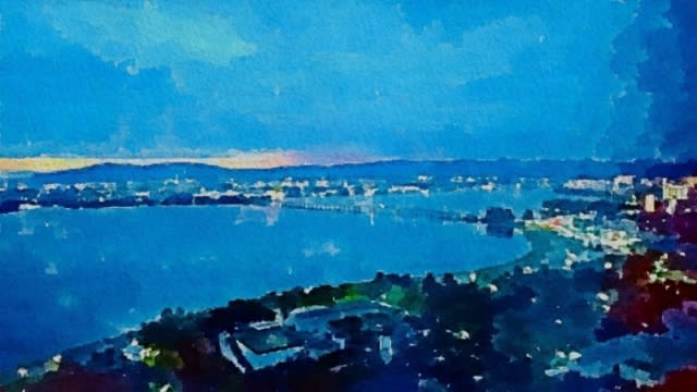 琵琶湖の夜明け - リタイアじーじの徒然絵日記