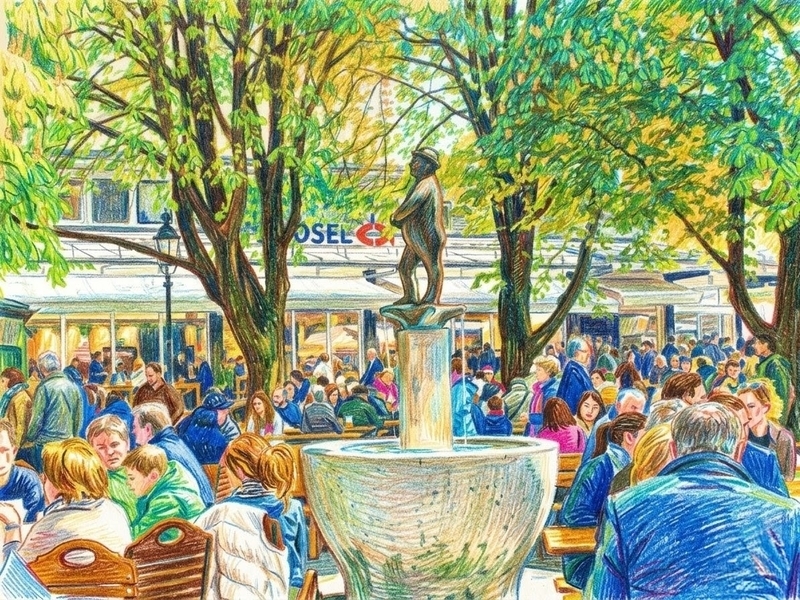 油絵　昔のドイツ・ミュンヘン風景 ミュンヘンの広場 - nonbili2025の絵日記