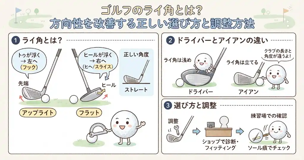 ゴルフのライ角とは?方向性を改善する正しい選び方と調整方法