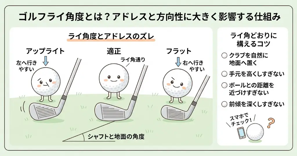 ゴルフライ角度とは?アドレスと方向性に大きく影響する仕組み