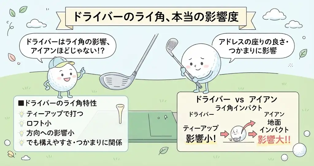 ゴルフライ角ドライバーはアイアンほど影響しない?