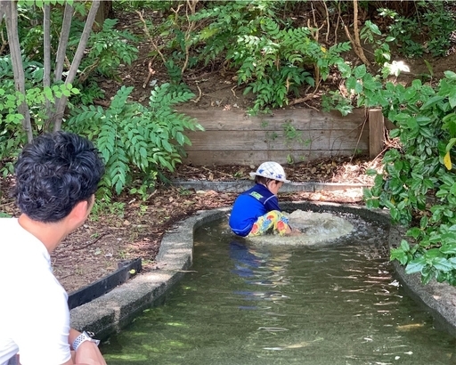 三田丘の上公園で水遊び