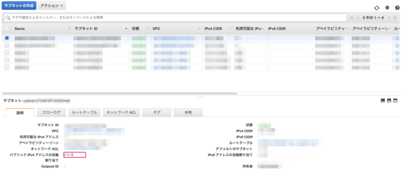 EC2の一覧