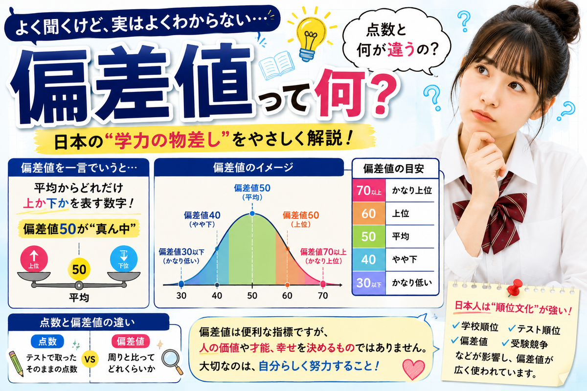 偏差値とは何?日本人だけが異常に気にする理由【超わかりやすく解説】 - 静かなサイン - 心の小さな気づき