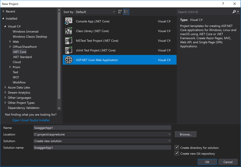 ASP.NET Coreアプリケーションの作成