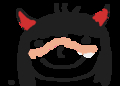 weird blushing devil girl