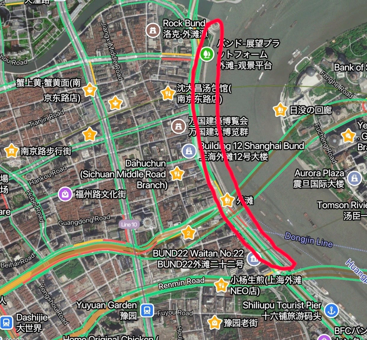 プロムナードの範囲を示している