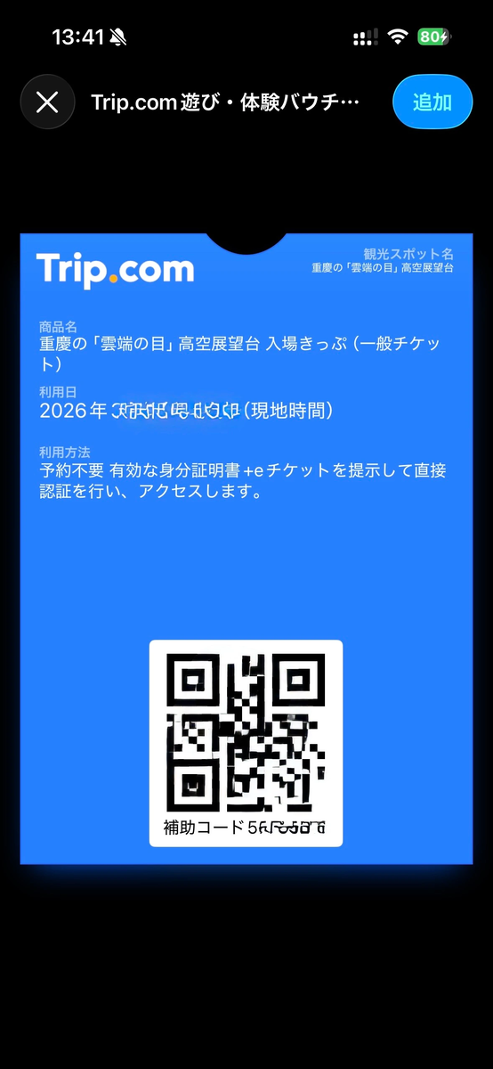 実際のチケット