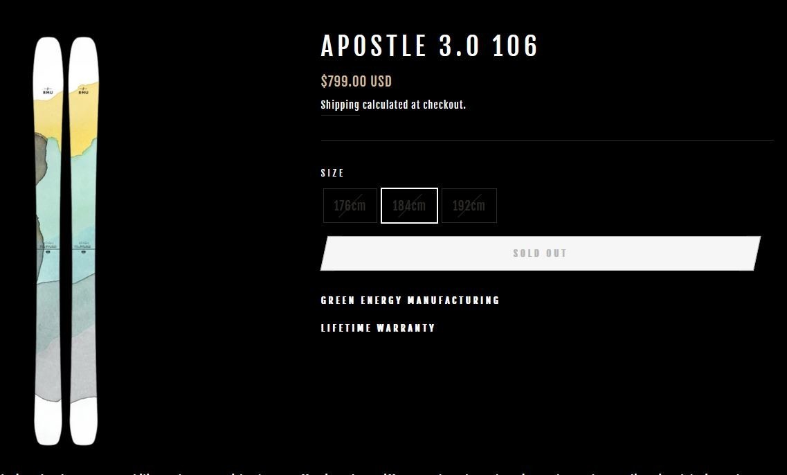 2022冬支度!! バックカントリースキー RMU 2022 Apostle 3.0 106