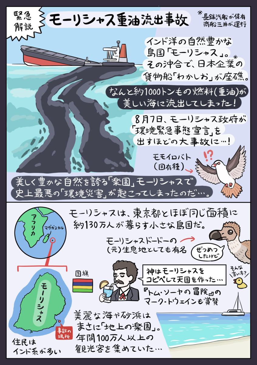 緊急図解 モーリシャス重油流出事故 沼の見える街