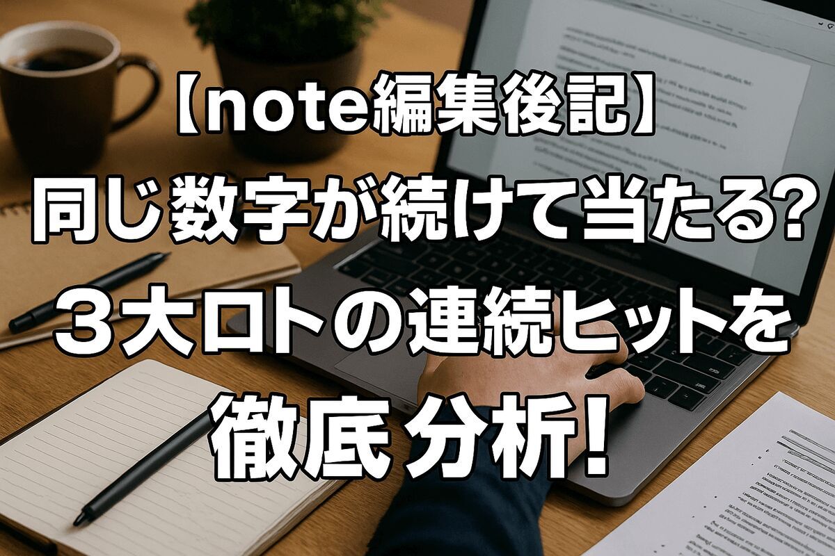 【note編集後記】 同じ数字が続けて当たる？ 3大ロトの連続ヒットを 徹底分析！