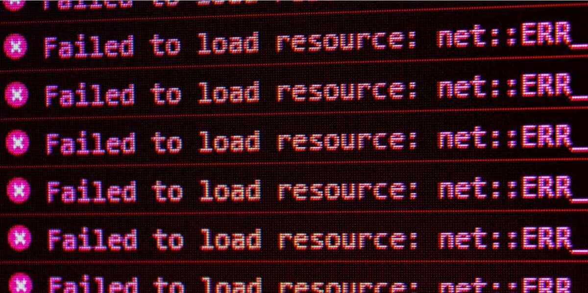 Cloudflare障害で多数のサイトが表示エラーを起こしている様子（Failed to load resource の連続エラー）