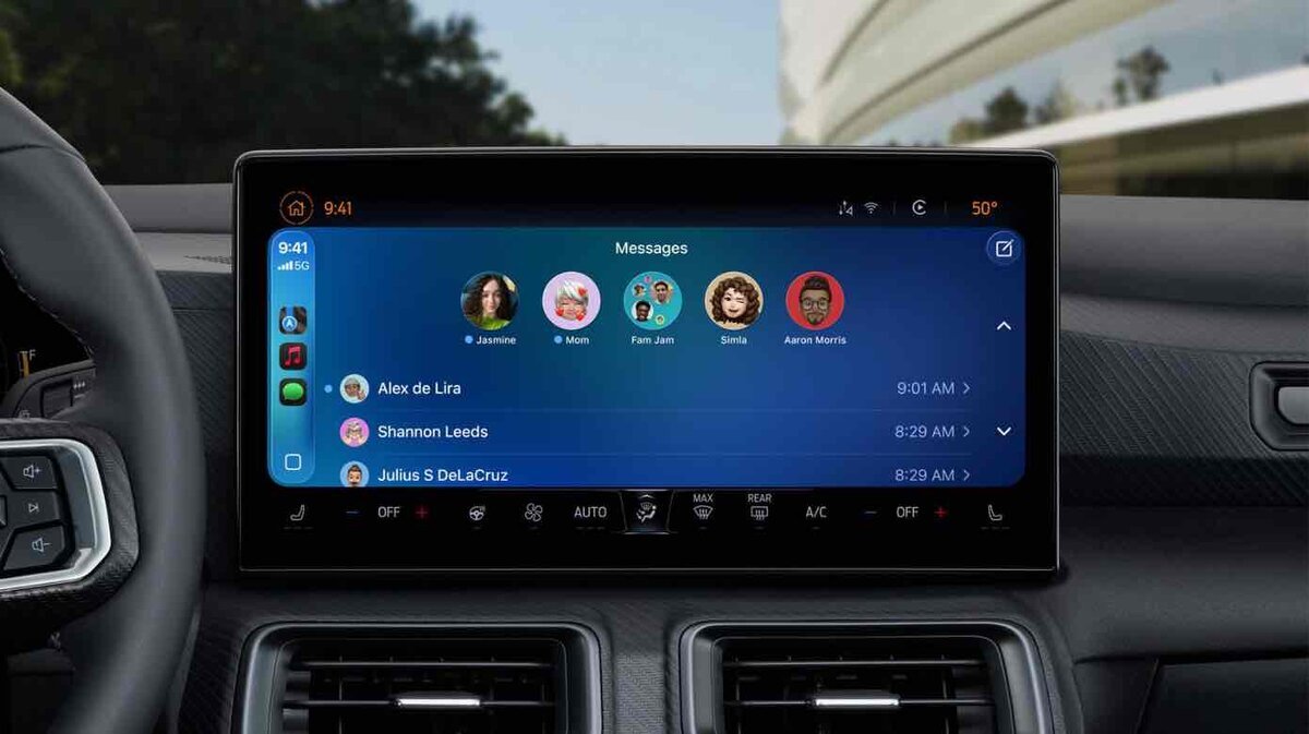 iOS 26.2でCarPlayのメッセージ画面から“ピン留め表示”を無効化できるようになった新しいインターフェースのイメージ