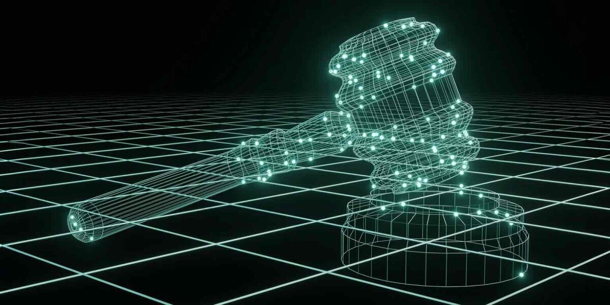 ワイヤーフレームで表現された法槌（ガベル）の3Dモデル