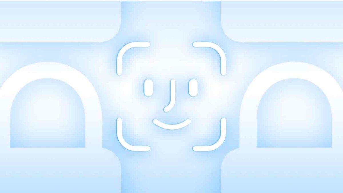 Face IDを象徴するフェイスアイコンのイメージ。青を基調とした背景に、顔認識フレームと簡略化された表情が描かれ、生体認証やセキュリティ機能を連想させるビジュアル
