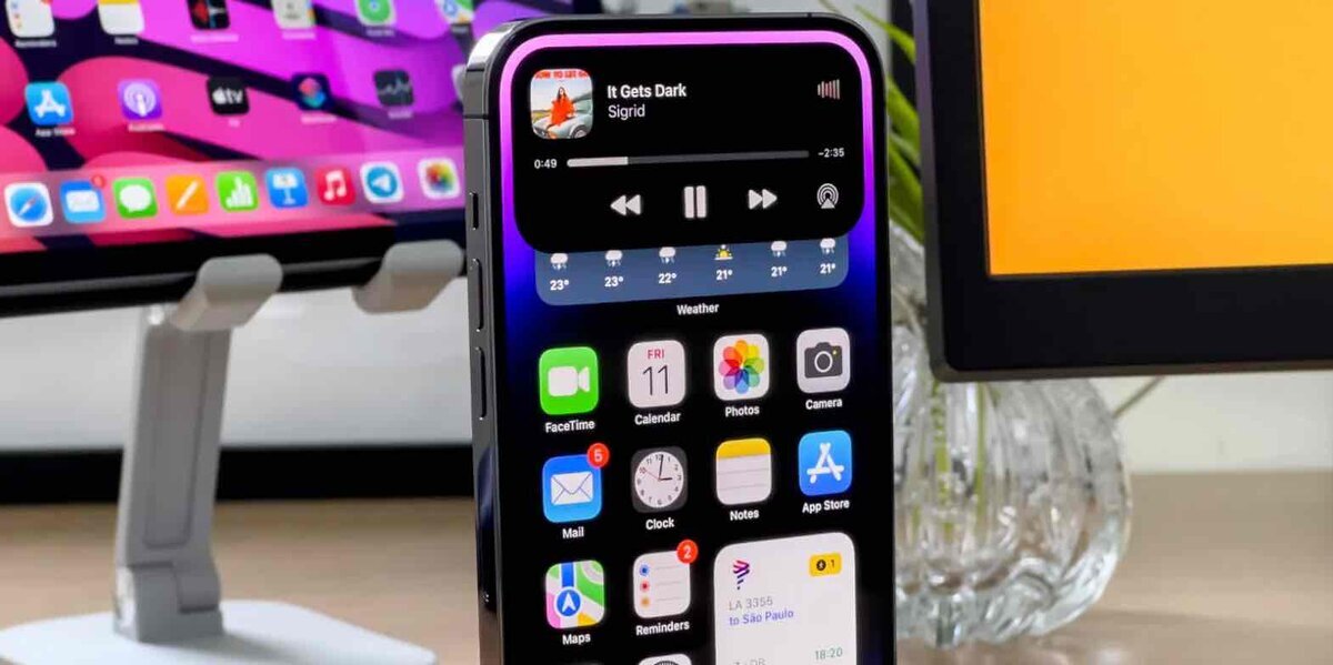 iPhoneのDynamic Islandとウィジェット表示