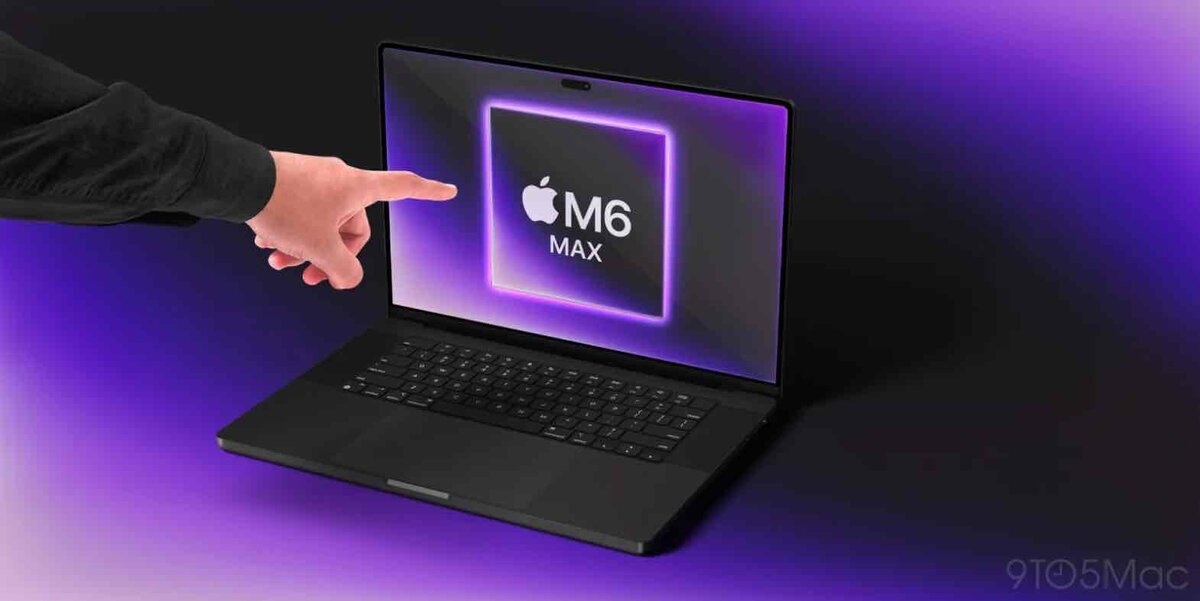 M6 Maxチップ搭載MacBook Proのタッチスクリーン操作をイメージしたコンセプト画像