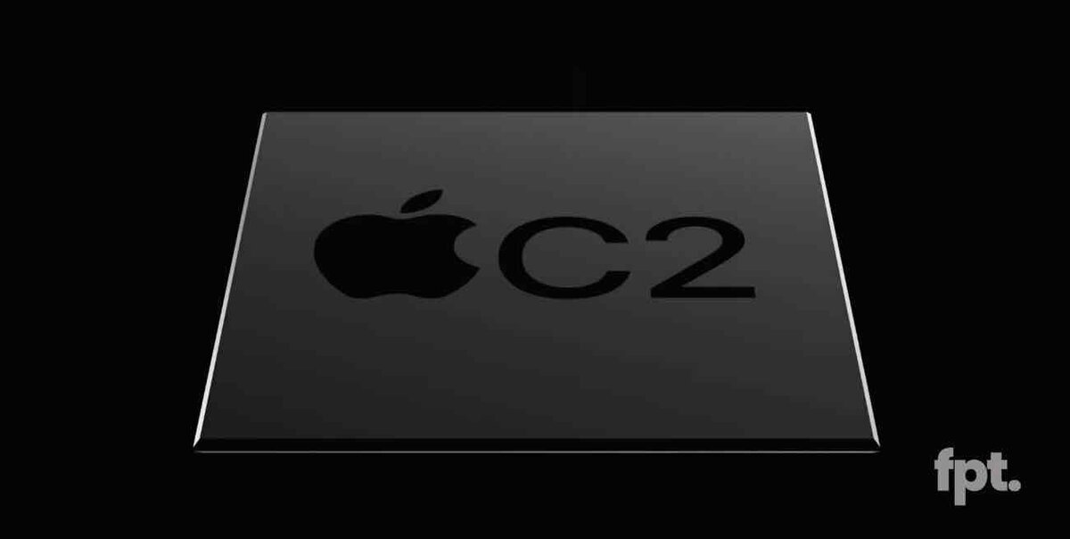 Apple C2モデムチップのイメージ画像、iPhone 18 Proで噂される自社製モデムと衛星5G対応を示すレンダリング