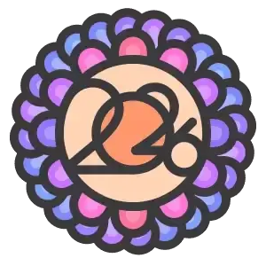 蓮の花びらで囲まれた円形メダルの中で、ヨガのポーズをとる人物が回転して動くアニメーションの達成バッジ