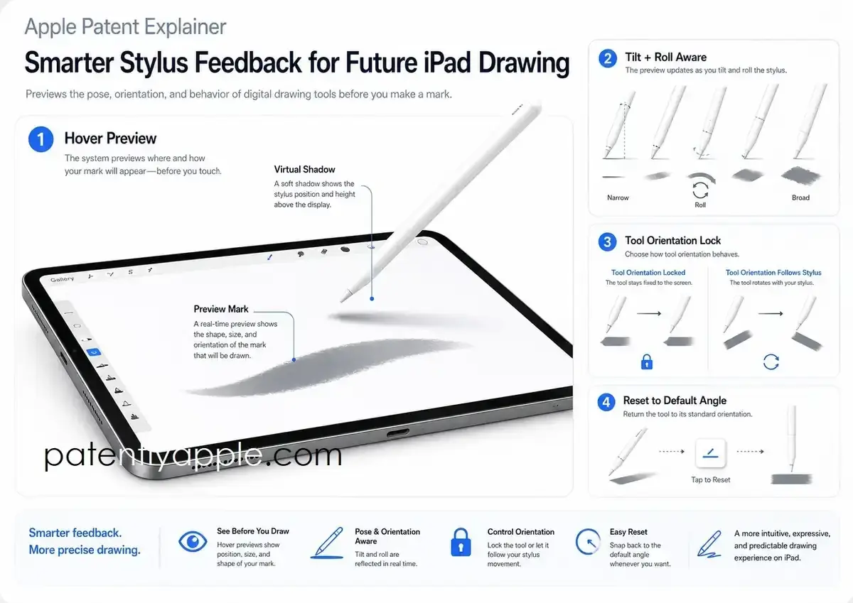 Apple Pencilの新特許、描く前に筆跡が見える？回転と仮想シャドウの