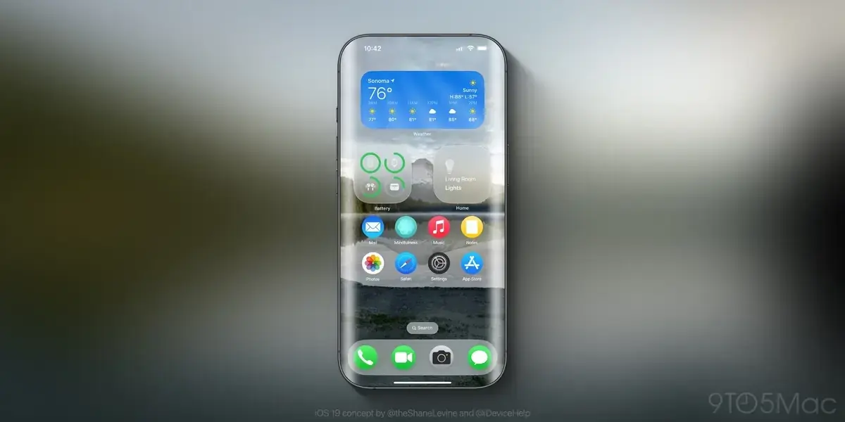 四辺が湾曲し側面まで画面が回り込んで見えるiPhoneのコンセプト画像