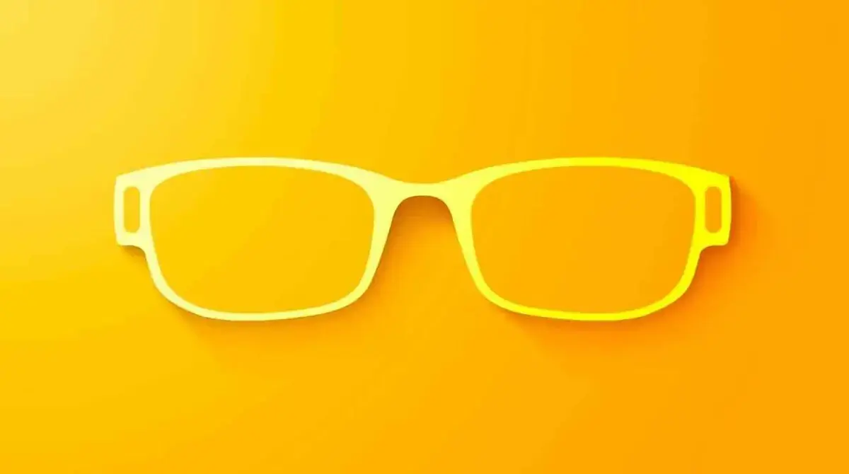 Apple Glassesのイメージ。メガネ型のウェアラブルデバイスを斜めから見た構図