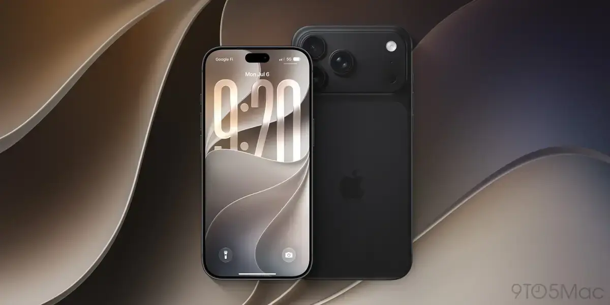 黒いiPhoneを表と裏で2台並べた想像図。背面はカメラ部と本体が段差なくつながった形で、レンズが3つと右上にフラッシュが見える