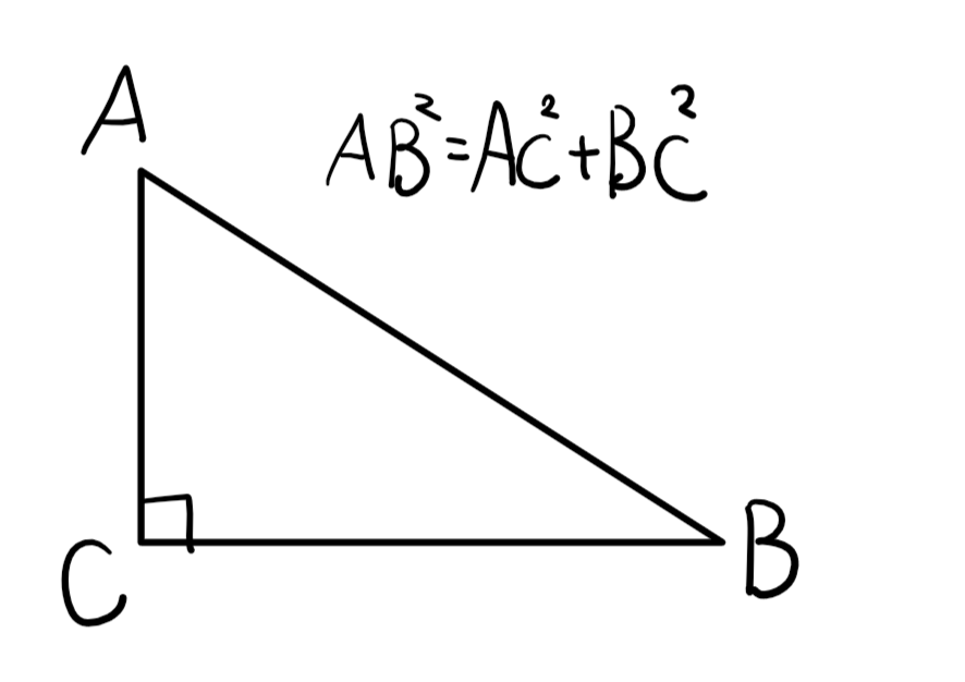 直角三角形ABCにおいてAB²=AC²+BC²