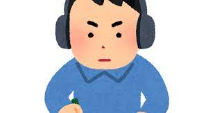 ヘッドホンをして勉強をする人のイラスト