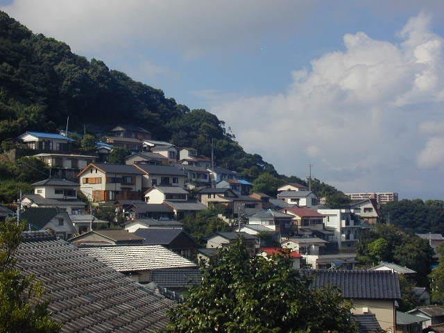 山の斜面に住宅地が続く