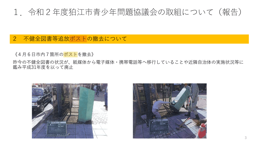 狛江市の白ポストが撤去される
