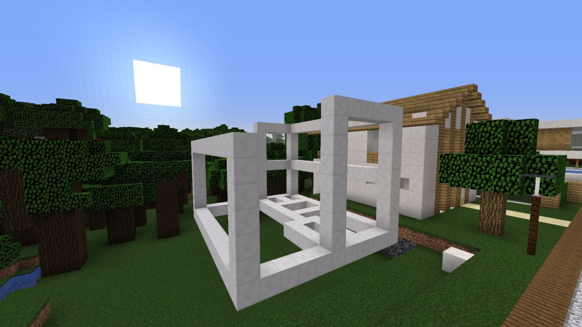 Minecraft 小さめモダンハウスを作る コンパクトな街をつくるよ31 Minecraft街発展にっき