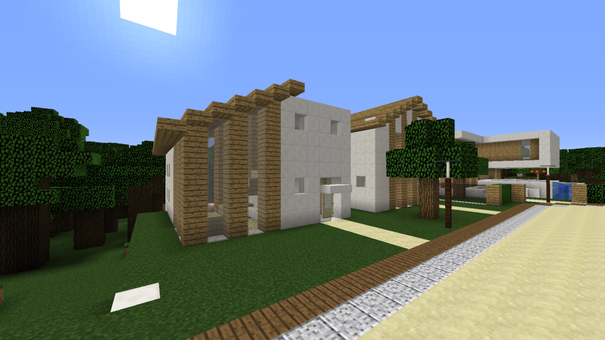 Minecraft 小さめモダンハウスを作る コンパクトな街をつくるよ31 Minecraft街発展にっき