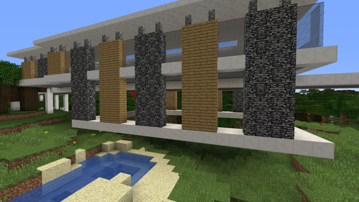 Minecraft 郊外に高架駅を作る Minecraft街発展にっき