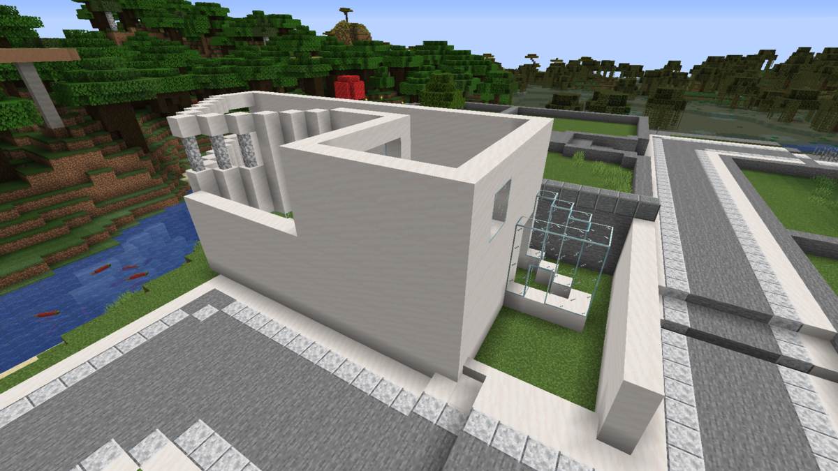 中庭のあるモダンな家を作る Minecraft街発展にっき