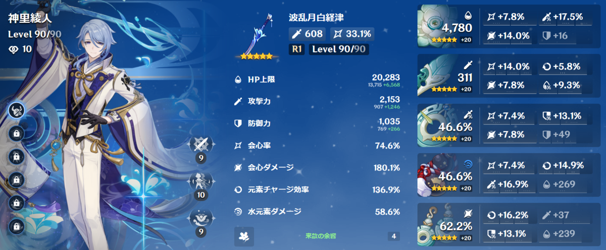 原神】神里綾人の育成について_聖遺物や武器、特徴について紹介 - Jの