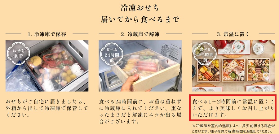 おせちは少し常温に置いておくのがコツ