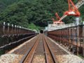 [鉄道][風景][駅]餘部探訪(203)餘部駅ホーム先端構内踏切から…香住方面090814