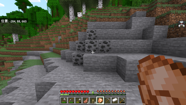 Minecraft山で見つけた石炭