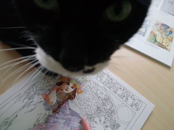 ミュシャ塗り絵より ヒヤシンス姫のページ 塗り絵日記
