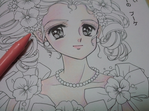 クーピーで女の子の肌を塗ってみた 塗り絵日記