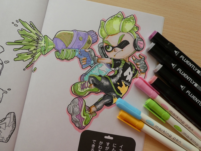 塗り絵本紹介 スプラトゥーン２ぬりえレビュー ダイソーイラストマーカーで塗ってみました 塗り絵日記