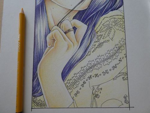 完成 色鉛筆で髪の毛の塗り方紹介と完成までのメイキングです 池永康晟の美人画ぬりえより 塗り絵日記