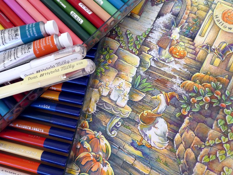ﾒｲｷﾝｸﾞ】水彩下地と色鉛筆でハロウィン塗り絵☆心ときめく四季のワルツ