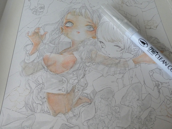 ﾒｲｷﾝｸﾞ 水彩 色鉛筆で女の子のページを塗ってみました Ssぬりえより 塗り絵日記