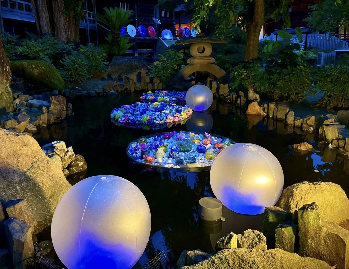 雨引観音あじさい祭り2023！水中華ライトアップの期間や時間、混雑具合