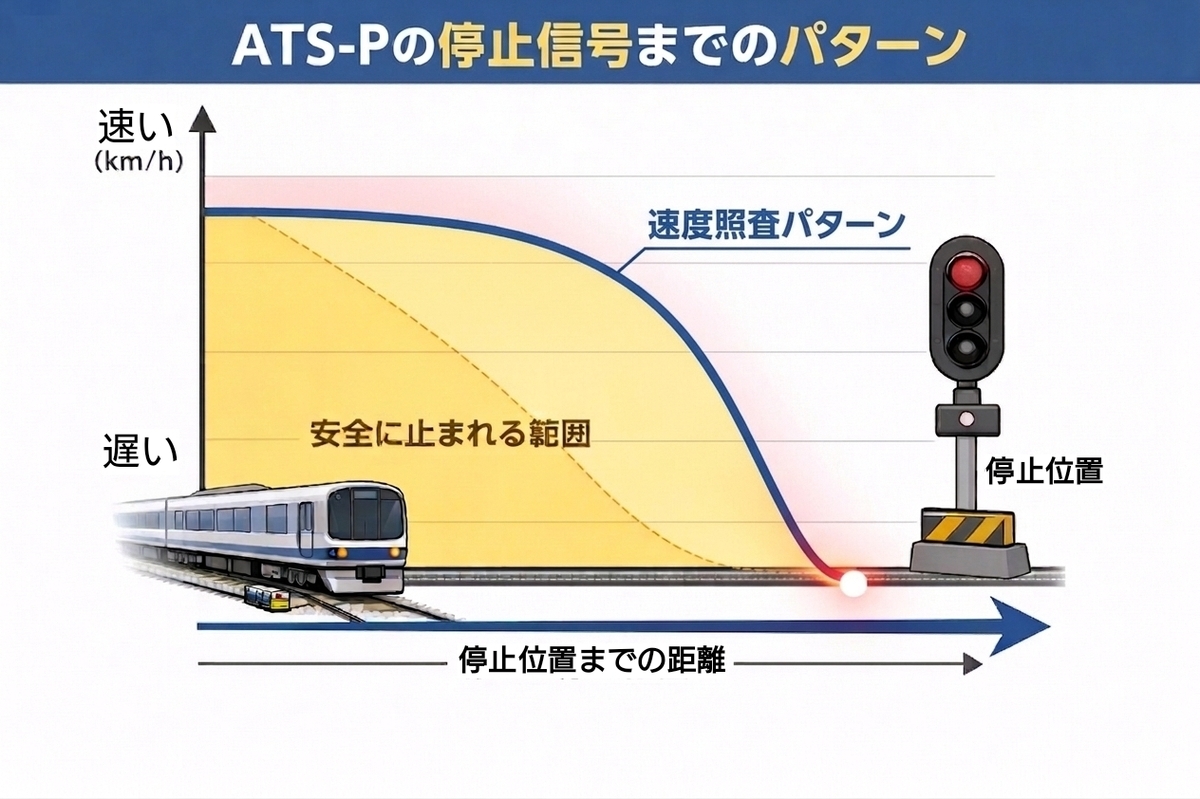 ATS-Pの停止信号までのパターン